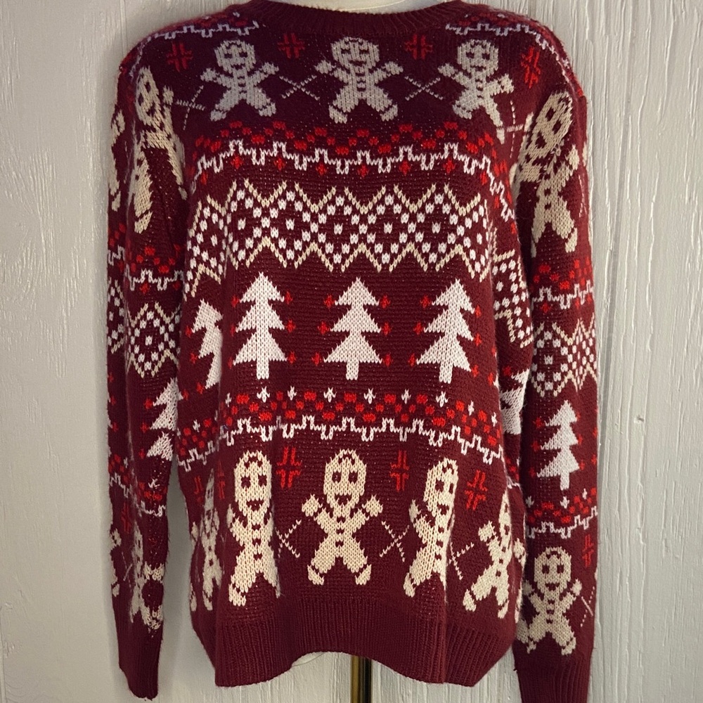 Festive Red and White Gingerbread Sweater Women’s Medium
